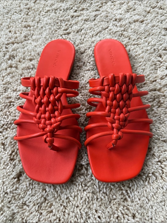Vince Shoes - Vince Braided Red Slide Sandals